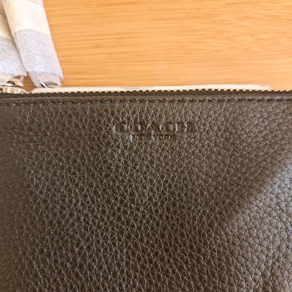 🔥NWT, COACH Park Pebbled Leather Double Gusset Zip Coin Wallet In Black, Silver - Picture 2 of 13